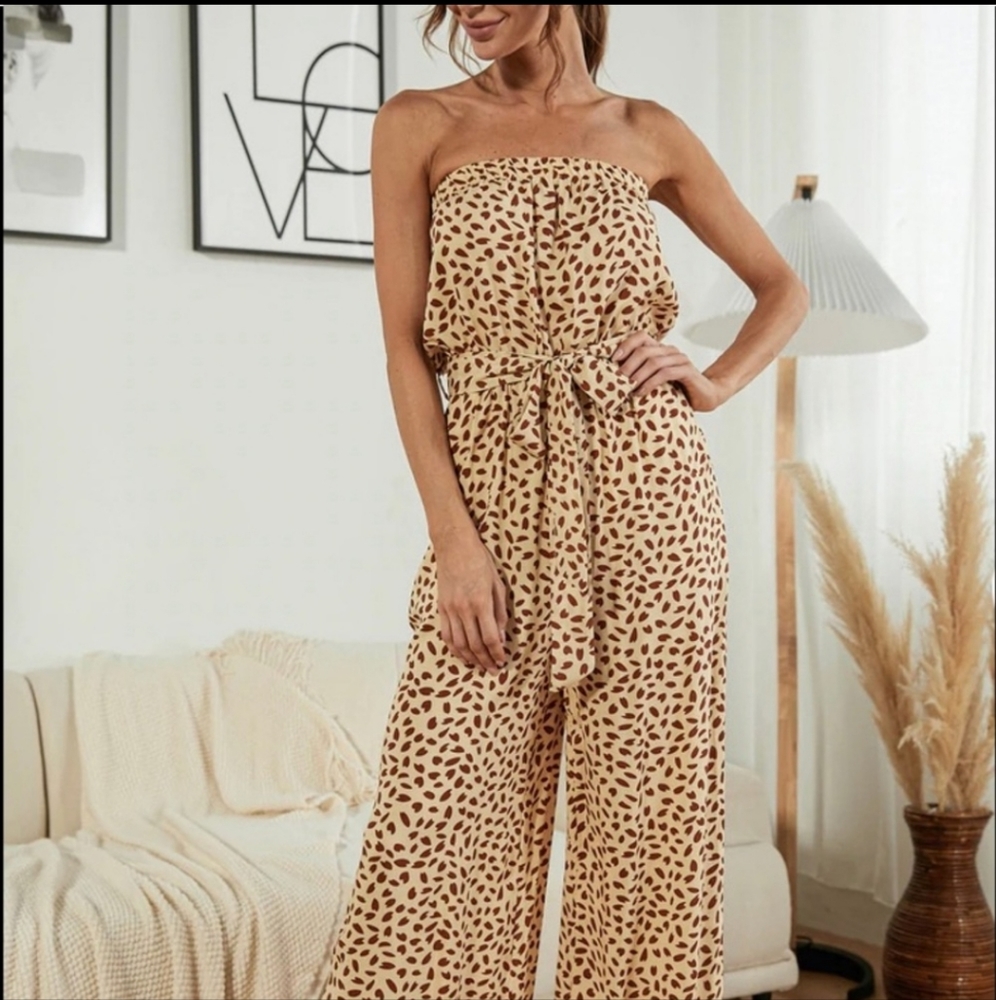 Beautiful Women's Tube Top Wide Leg Jumpsuit